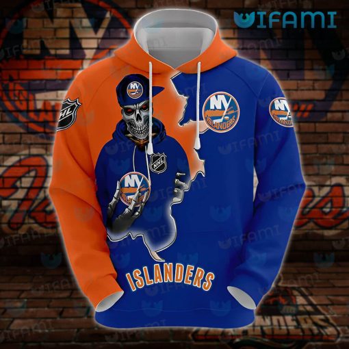 NY Islanders Hoodie 3D Skeleton Wearing Hat New York Islanders Gift