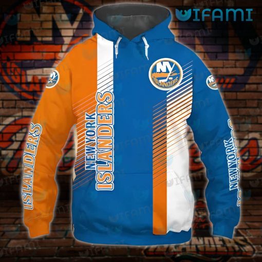 NY Islanders Hoodie 3D Stripe Pattern New York Islanders Gift