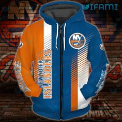 NY Islanders Hoodie 3D Stripe Pattern New York Islanders Zipper