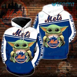 NY Mets Hoodie 3D Baby Yoda Hug Logo New York Mets Gift