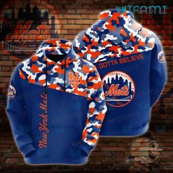 NY Mets Hoodie 3D Orange Blue Camo New York Mets Gift