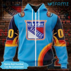 NYR Hoodie 3D All Star Game Atlantic Ocean Custom New York Rangers Zipper