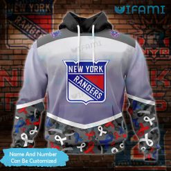 NYR Hoodie 3D Fights Again All Cancer New York Rangers Gift