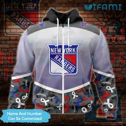 NYR Hoodie 3D Fights Again All Cancer New York Rangers Zipper