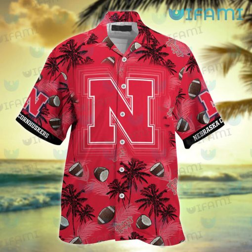 Nebraska Hawaiian Shirt Coconut Football Pattern Nebraska Cornhuskers Gift