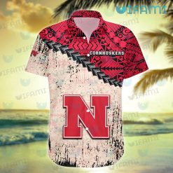 Nebraska Hawaiian Shirt Cream Polynesian Nebraska Cornhuskers Gift