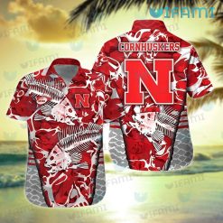 Nebraska Hawaiian Shirt Fishbone Pattern Nebraska Cornhuskers Gift