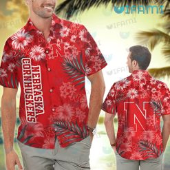 Nebraska Hawaiian Shirt Flower Palm Leaf Nebraska Cornhuskers Present