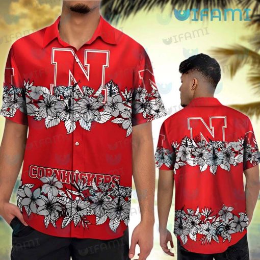 Nebraska Hawaiian Shirt Hibiscus Pattern Nebraska Cornhuskers Gift