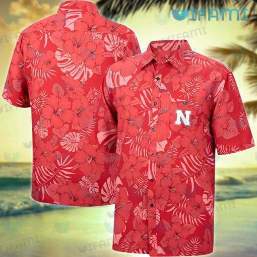 Nebraska Hawaiian Shirt Hibiscus Tropical Leaf Nebraska Cornhuskers Gift