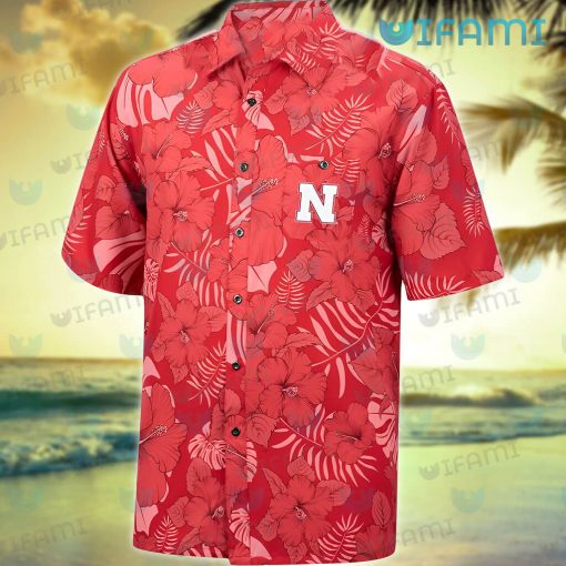 Nebraska Hawaiian Shirt Hibiscus Tropical Leaf Nebraska Cornhuskers Gift
