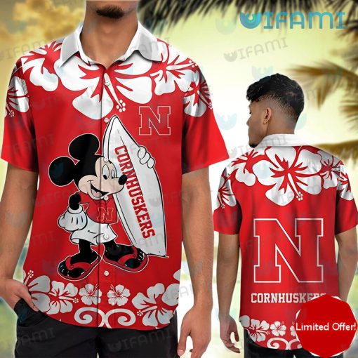 Nebraska Hawaiian Shirt Mickey Surfboard Nebraska Cornhuskers Gift