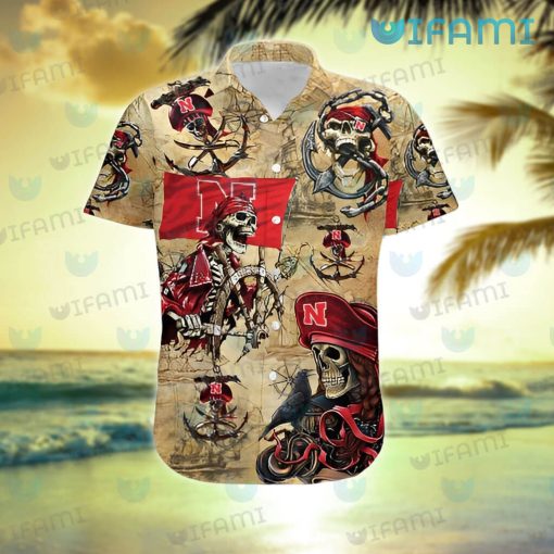 Nebraska Hawaiian Shirt Pirate Skeleton Nebraska Cornhuskers Gift
