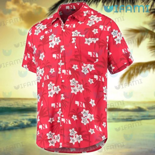 Nebraska Hawaiian Shirt Plumeria Palm Tree Nebraska Cornhuskers Gift