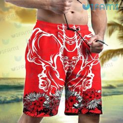 Nebraska Hawaiian Shirt Ribcage Hibiscus Tropical Leaf Nebraska Cornhuskers Short