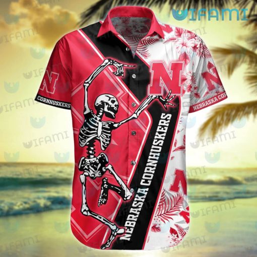 Nebraska Hawaiian Shirt Skeleton Dancing Nebraska Cornhuskers Gift
