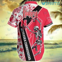 Nebraska Hawaiian Shirt Skeleton Dancing Nebraska Cornhuskers Gift
