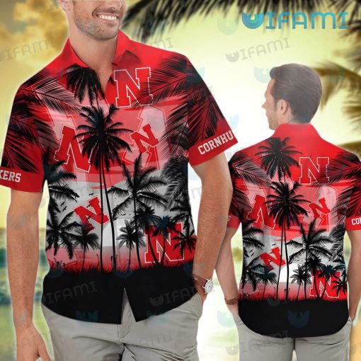 Nebraska Hawaiian Shirt Sunset Coconut Tree Nebraska Cornhuskers Gift