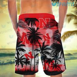 Nebraska Hawaiian Shirt Sunset Coconut Tree Nebraska Cornhuskers Short Back