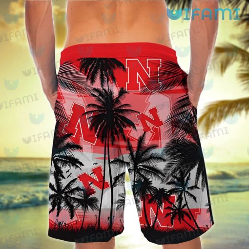 Nebraska Hawaiian Shirt Sunset Coconut Tree Nebraska Cornhuskers Gift