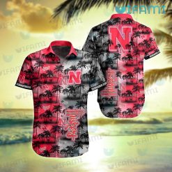 Nebraska Hawaiian Shirt Sunset Dark Coconut Tree Nebraska Cornhuskers Gift
