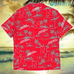 Nebraska Hawaiian Shirt Tropical Island Nebraska Cornhuskers Present Back
