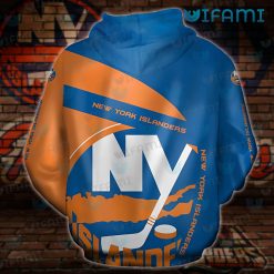 New York Islanders Hoodie 3D Big Logo NY Islanders Present Back