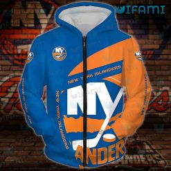 New York Islanders Hoodie 3D Big Logo NY Islanders Zipper