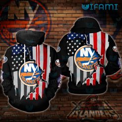 New York Islanders Hoodie 3D Broken USA Flag NY Islanders Gift