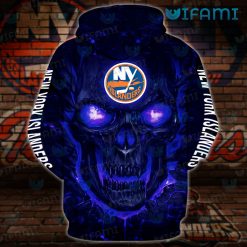 New York Islanders Hoodie 3D Lava Skull NY Islanders Present Back