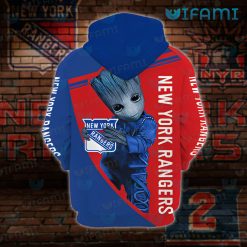 New York Rangers Hoodie 3D Baby Groot Hug Logo New York Rangers Present Back