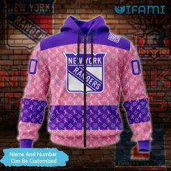 New York Rangers Hoodie 3D Fights Cancer Custom New York Rangers Zipper