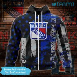 New York Rangers Hoodie 3D Grunge USA Flag Custom New York Rangers Zipper