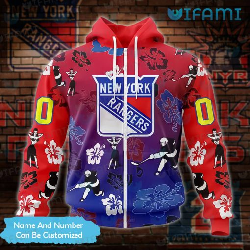 New York Rangers Hoodie 3D Hawaii Design Custom NY Rangers Gift Ideas