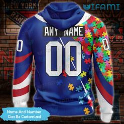 New York Rangers Hoodie 3D Puzzle Piece For Autism Custom NY Rangers Present Back