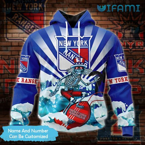 New York Rangers Hoodie 3D Skeleton Surfing Custom New York Rangers Gift