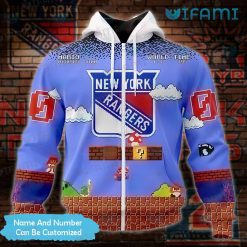 New York Rangers Hoodie 3D Super Mario Game Custom NY Rangers Zipper