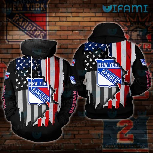 New York Rangers Hoodie Broken USA Flag New York Rangers Gift