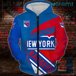 New York Rangers Zip Up Hoodie 3D Logo NY Rangers Gift Ideas