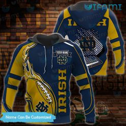 Notre Dame Football Hoodie 3D Football On Fire Notre Dame Gift