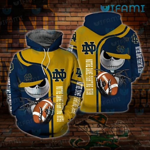 Notre Dame Football Hoodie 3D Jack Skellington Notre Dame Gift