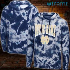 Notre Dame Hoodie 3D Blue Tie-Dye Unique Notre Dame Gifts