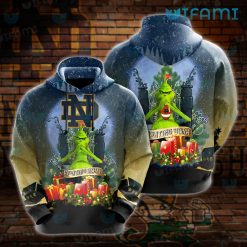 Notre Dame Hoodie 3D Grinch Christmas Box Best Gifts For Notre Dame Fans