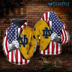 Notre Dame Hoodie 3D Hand Pulling USA Flag Unique Notre Dame Gifts
