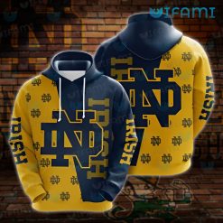 Notre Dame Hoodie 3D Logo Pattern New Notre Dame Gifts For Him