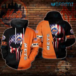 Orange Mets Hoodie 3D Punisheri Skull USA Flag New York Mets Gift