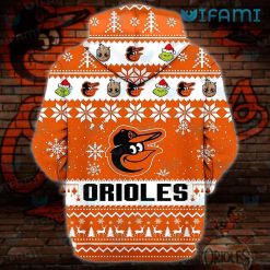 Orioles Hoodie 3D Baby Groot Grinch Christmas Baltimore Orioles Present Back