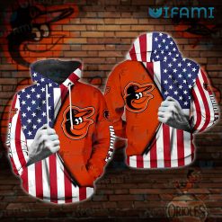 Orioles Hoodie 3D Hand Pulling USA Flag Baltimore Orioles Gift