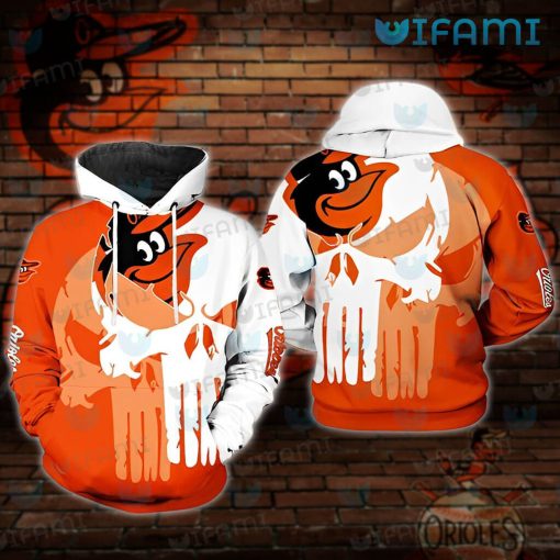 Orioles Hoodie 3D Punisher Skull Logo Baltimore Orioles Gift