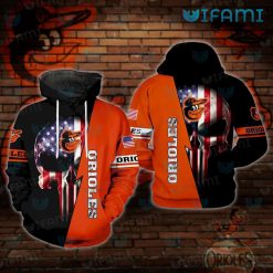 Orioles Hoodie 3D Punisher Skull USA Flag Baltimore Orioles Gift